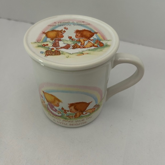 Vintage Mug with Lid Friends Make Your Day‎ Special Sunshine Ceramic - Picture 4 of 5